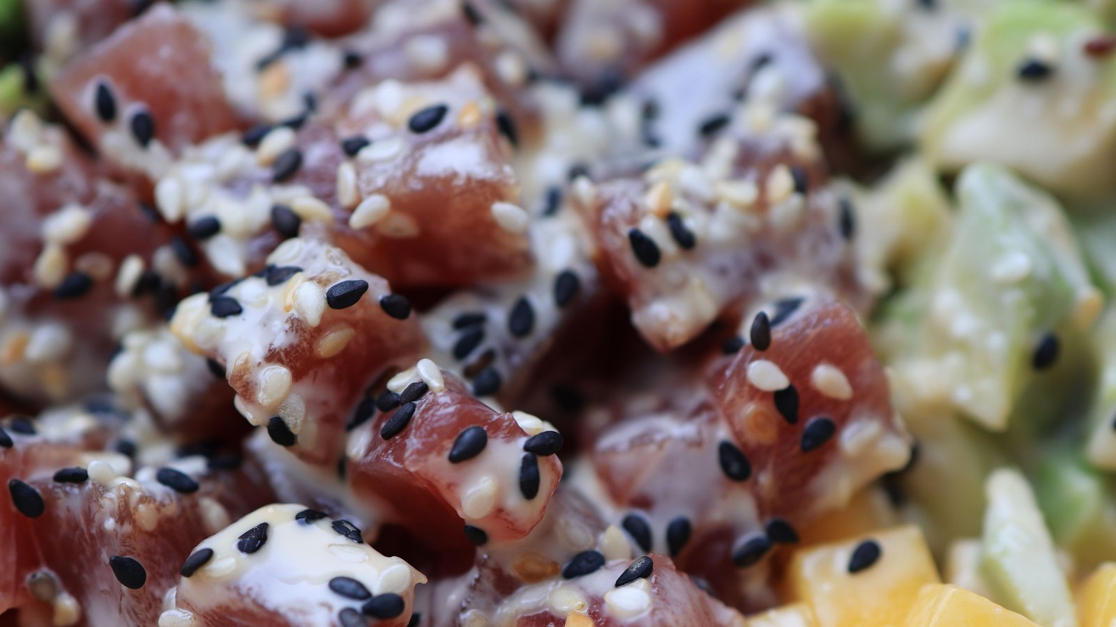 Illustrative stock photo of a fresh ahi poke bowl.