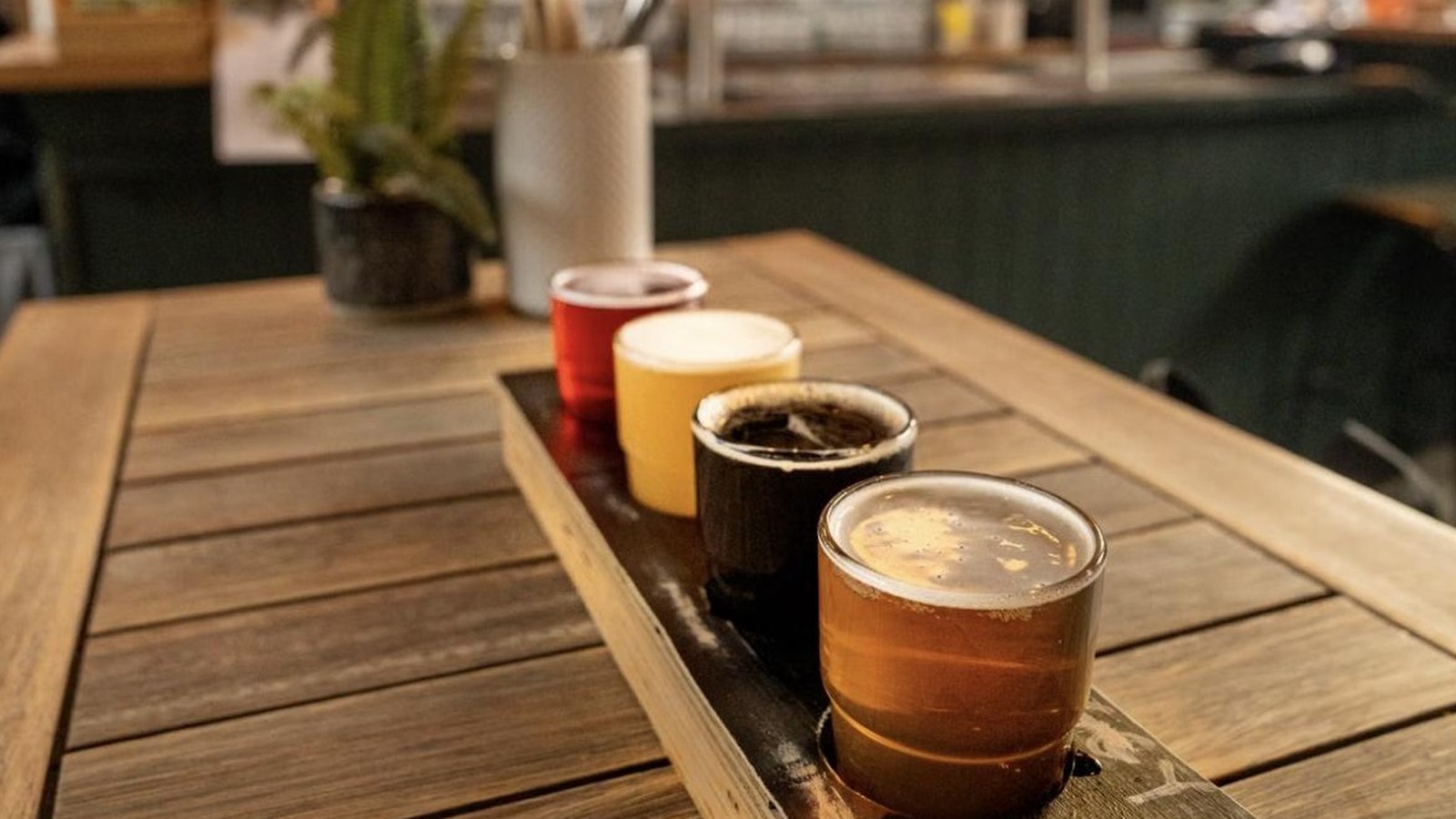 Illustrative stock photo of a craft beer flight.