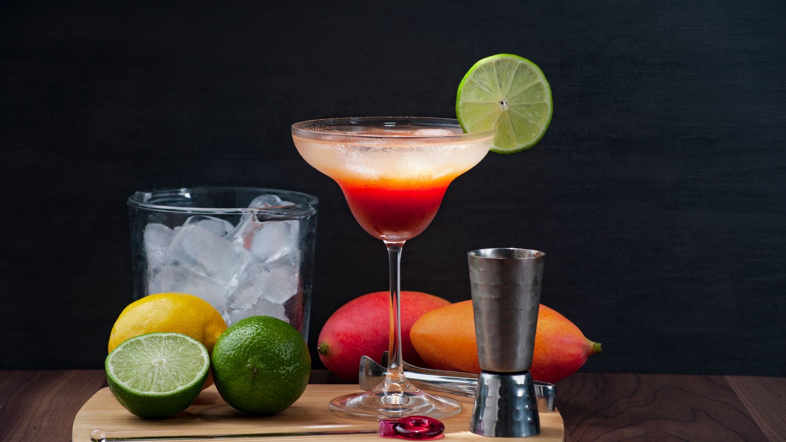 Illustrative stock photo of a mango-lime margarita.