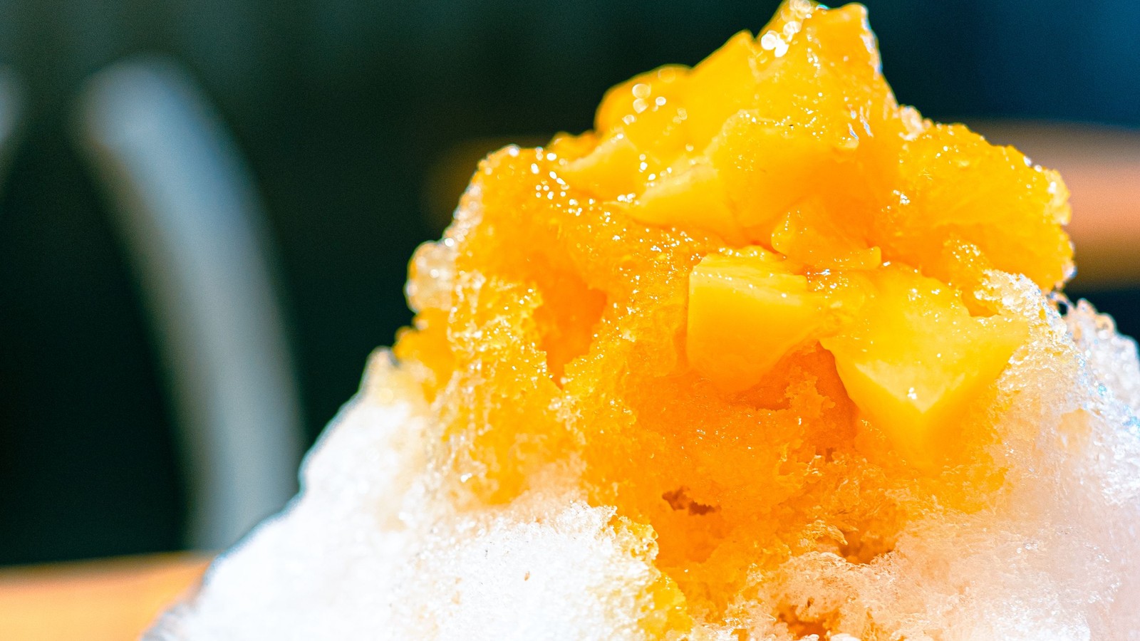 Illustrative stock photo of mango Hawaiian shave ice.